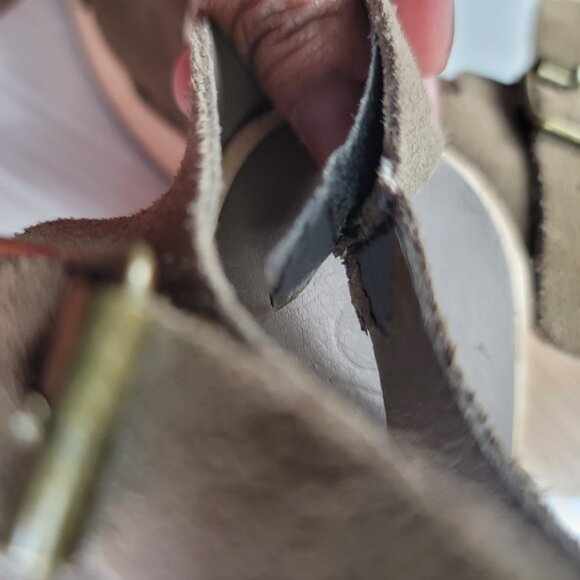 LOFT Criss Cross Leather & Suede Clog Sandals - Picture 12 of 16